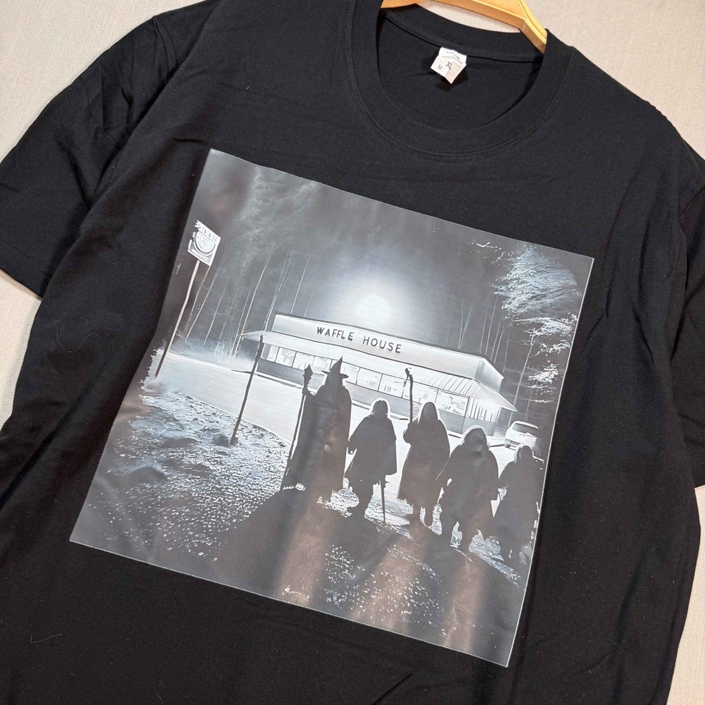 Waffle House Lord of the Rings Fellowship Graphic Tee Black Mens XL Streetwear